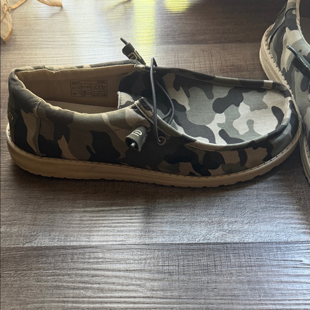 Hey Dude Men's Camo Slip-On Boat Shoes - Green, Black - Picture 2 of 5
